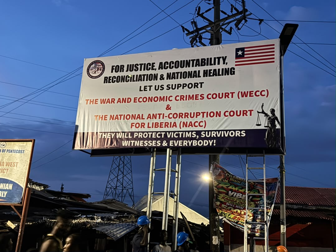 OWECC-L Erects Transitional Justice Billboard in West Point to Promote Public Awareness on WECC and NACC